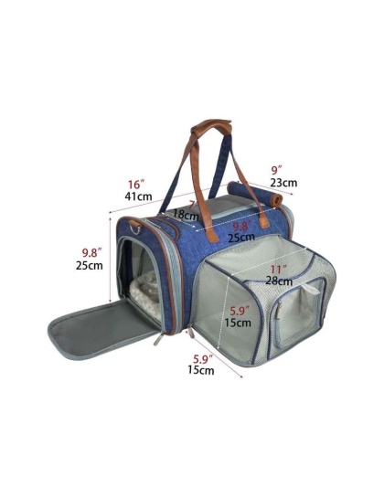 Deja Blue - Mr. Peanut's Gold Series Mini Size Expandable Pet Carrier - 16 in L x 10 in W x 10 in H Deja Blue - Mr. Peanut's Gold Series Mini Size Expandable Pet Carrier - 16 in L x 10 in W x 10 in H