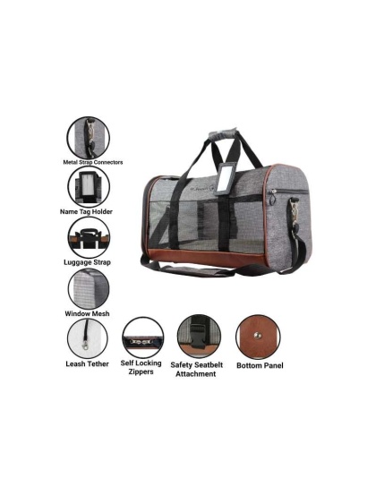 Platinum Gray - Mr. Peanut's Rhodium Series Mini Size Soft Sided Pet Carrier - 18 in L x 12 in W x 9 in H Platinum Gray - Mr. Peanut's Rhodium Series Mini Size Soft Sided Pet Carrier - 18 in L x 12 in W x 9 in H