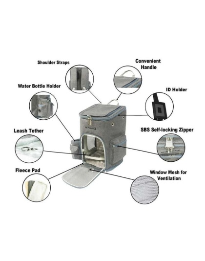 Platinum Gray - Mr. Peanut's Vancouver Series Backpack Pet Carrier for Smaller Cats and Dogs - 17 in L X 11 in W X 11 in H Platinum Gray - Mr. Peanut's Vancouver Series Backpack Pet Carrier for Smaller Cats and Dogs - 17 in L X 11 in W X 11 in H