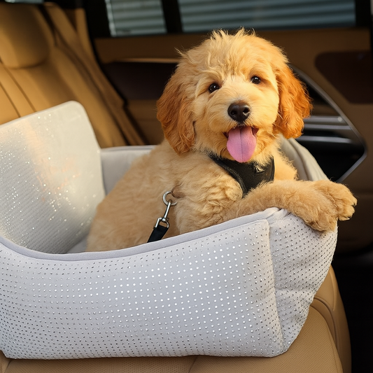 NANDOG Bling Dog Car Seat – Luxe Travel Booster with Safety Straps & Plush Cushioning (22" x 15")