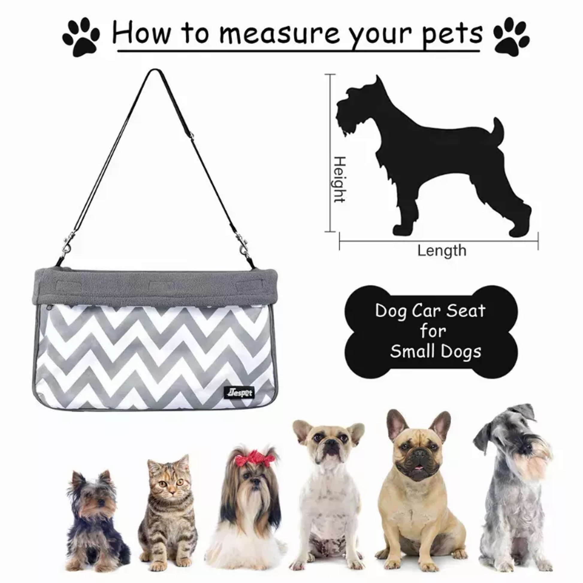 JESPET & GOOPAWS Dog Booster Seats for Cars, Portable Dog Car Seat Travel Carrier with Seat Belt for 24lbs Pets