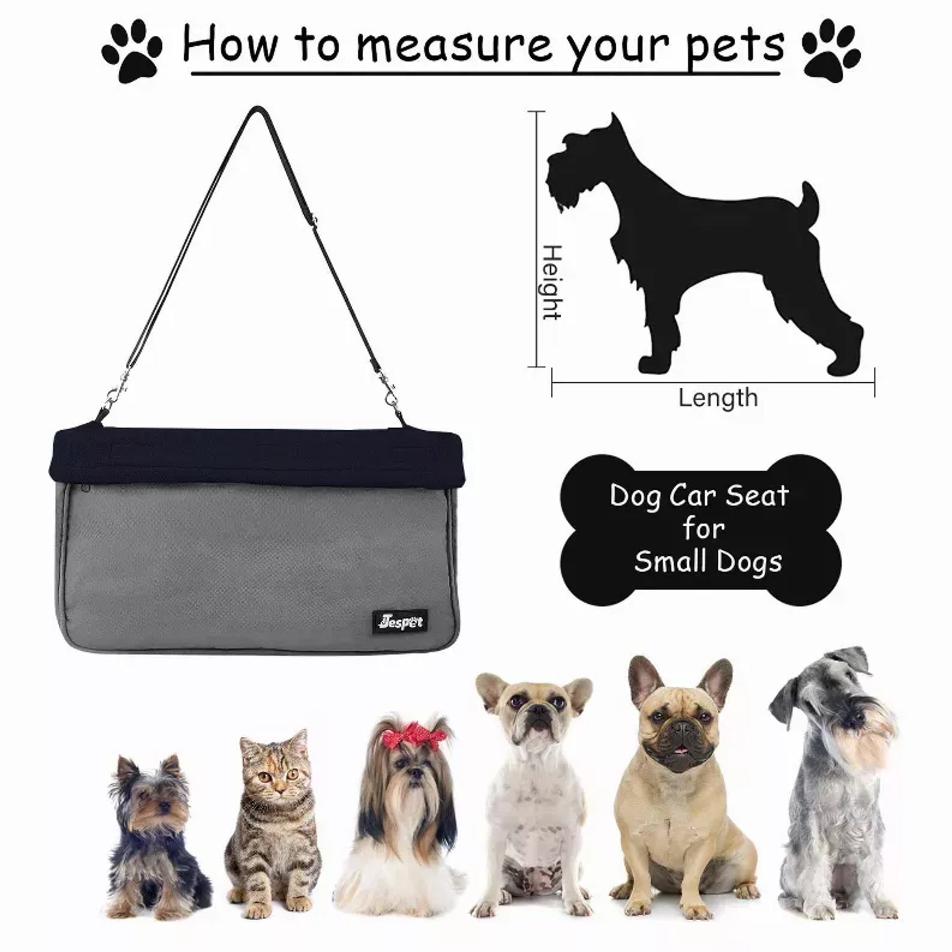 JESPET & GOOPAWS Dog Booster Seats for Cars, Portable Dog Car Seat Travel Carrier with Seat Belt for 24lbs Pets