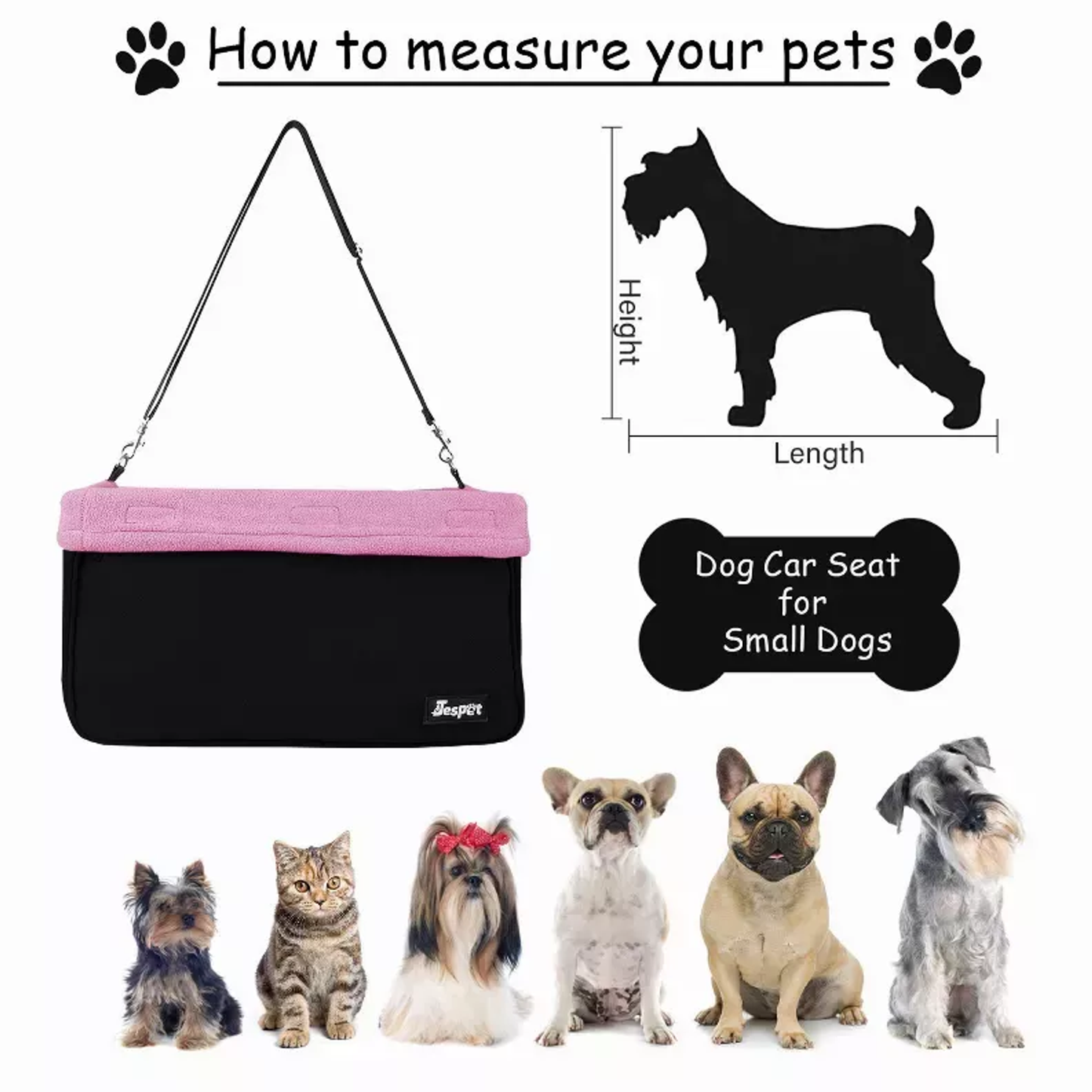 JESPET & GOOPAWS Dog Booster Seats for Cars, Portable Dog Car Seat Travel Carrier with Seat Belt for 24lbs Pets