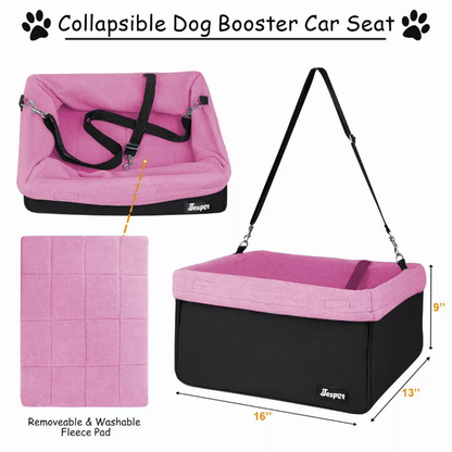 JESPET & GOOPAWS Dog Booster Seats for Cars, Portable Dog Car Seat Travel Carrier with Seat Belt for 24lbs Pets