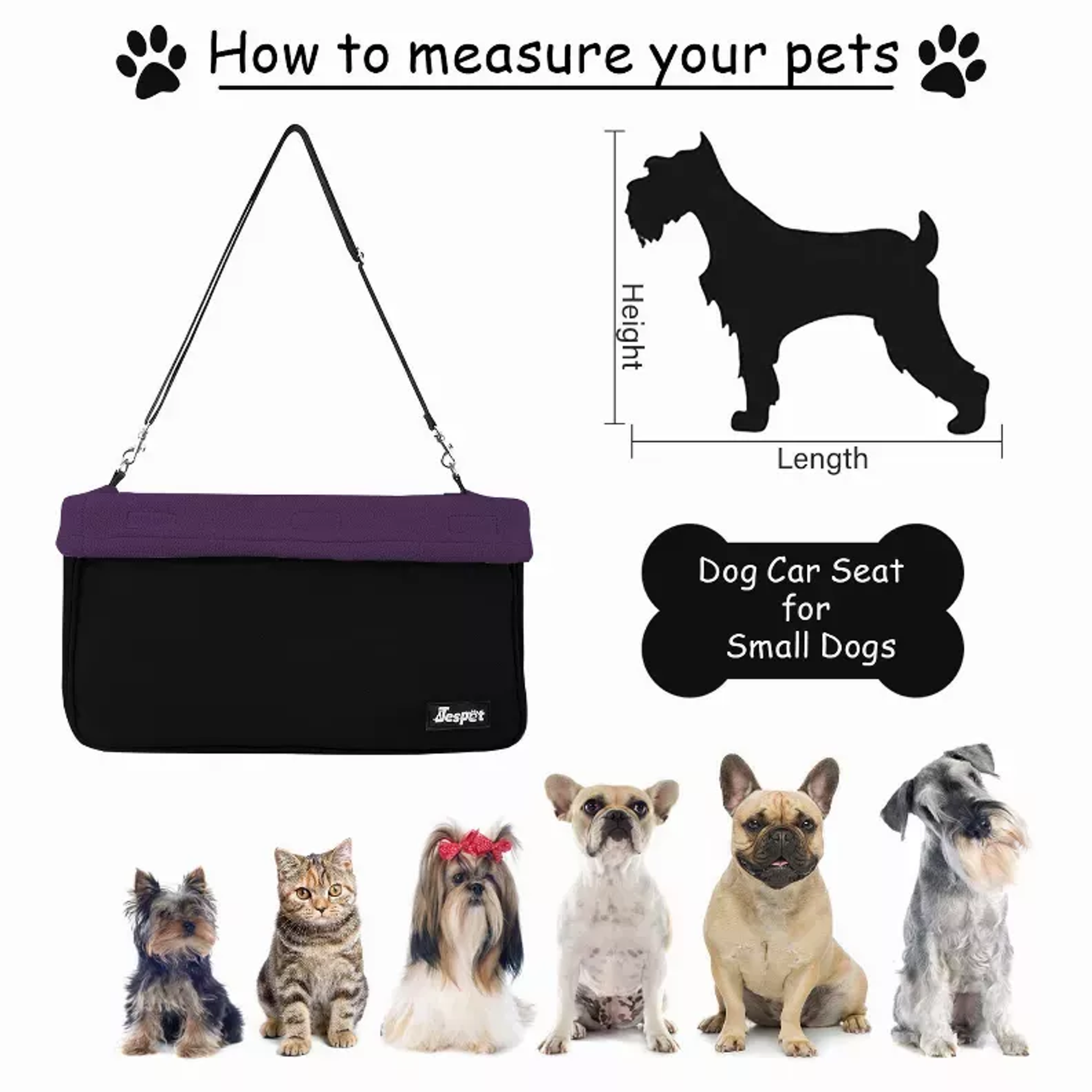 JESPET & GOOPAWS Dog Booster Seats for Cars, Portable Dog Car Seat Travel Carrier with Seat Belt for 24lbs Pets