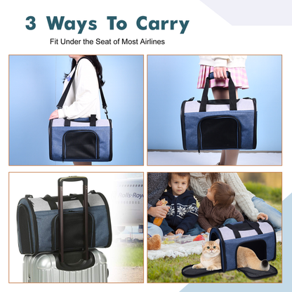 JESPET Soft-Sided Kennel Pet Carrier for Small Dogs, Cats, Puppy, Airline Approved Cat Carriers Dog Carrier Collapsible, Travel Handbag & Car Seat