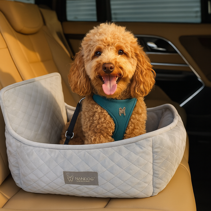 Luxury Light Grey Dog Car Seat – Nandog LARGE Size Travel Bed