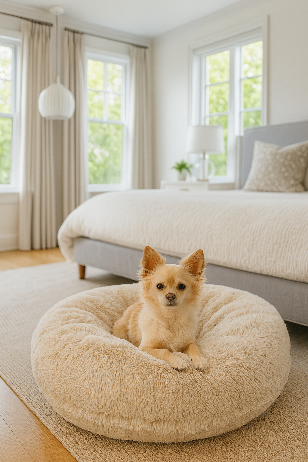 Luxury Donut Dog Bed – Plush, Washable, Orthopedic Bagel Style Bed