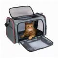 Grey / Red - GOOPAWS Soft-Sided Kennel Pet Carrier for Small Dogs, Cats, Puppy, Airline Approved Cat Carriers Dog Carrier Collapsible, Travel Handbag & Car Seat - 17" x 10" x 11.5"