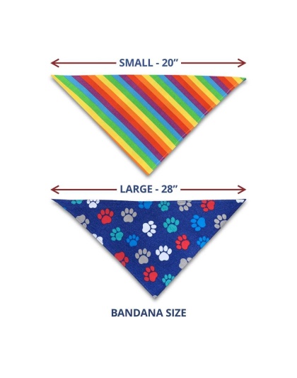 Multicolor Paw Print - Dog Bandana - Large - 28"