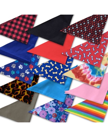 Multicolor Paw Print - Dog Bandana - Large - 28"