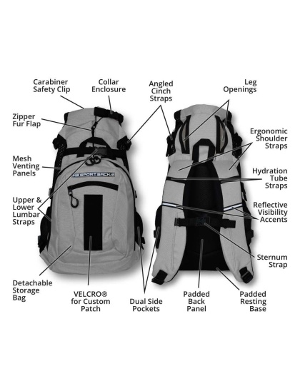Light Gray - K9 Sport Sack PLUS 2 - Medium (17"-20" from collar to tail)