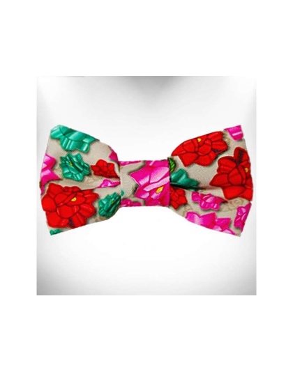 Mayan Flowers  - Doggie Bow Tie Design - Small 4"x 2"
