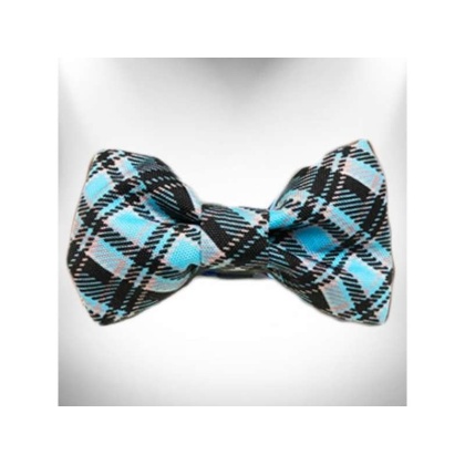 Steel Blue - Plaid Dog Collars - M 1" width fits 12-18" neck
