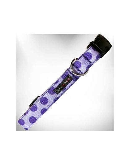 Purple - Polka Dot Dog - Monotone Collars - S 3/4" width fits 10-14" neck