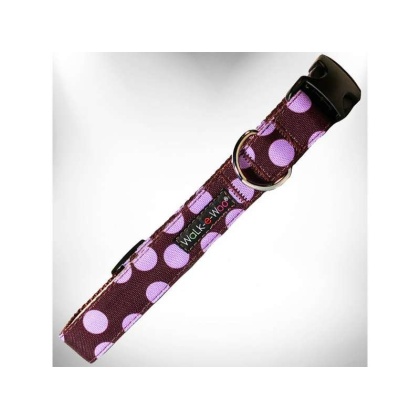 Purple Dot on Brown - Polka Dot Dog Collars - XS 5/8" width fits 8-12" neck