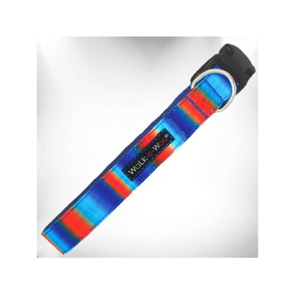 Blue/Orange - Tie Dye Dog Collars - L 1" width fits 14-25" neck