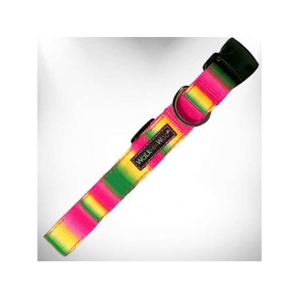 Pink/Green - Tie Dye Dog Collars - L 1" width fits 14-25" neck