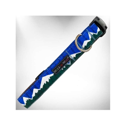 Bl/Gr Snowcap Mtn - nowcap Mountain Dog Collars - XS 5/8" width fits 8-12" neck