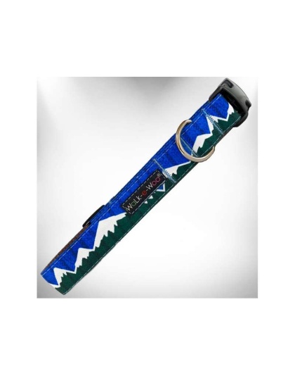 Bl/Gr Snowcap Mtn - nowcap Mountain Dog Collars - XS 5/8" width fits 8-12" neck