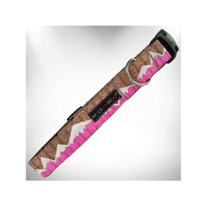 Pink Snowcap Mtn - nowcap Mountain Dog Collars - L 1" width fits 14-25" neck