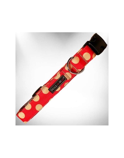 Tan Dots on Red - Polka Dot Dog - Tan Dots Collars - S 3/4" width fits 10-14" neck