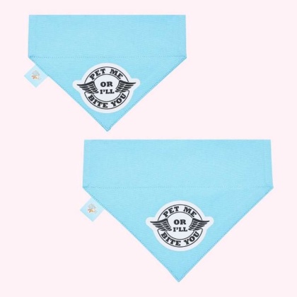 "Pet Me or I'll Bite You" Blue Collar Bandana - Medium