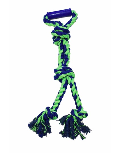 Blue / Green - Amazing Pet Products  Rope With Rubber Handle - 23.5"