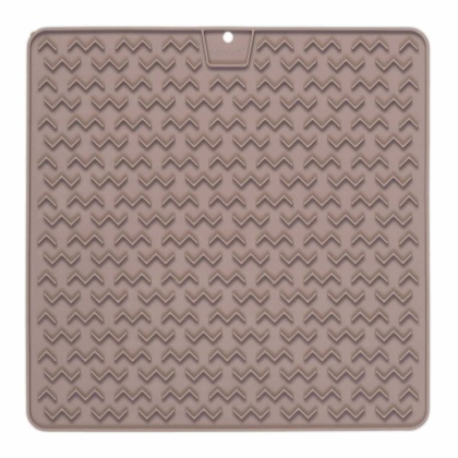 Grey Warm - Messy Mutts Silicone Therapeutic Dog Lick Mat Warm - 12" x 12"